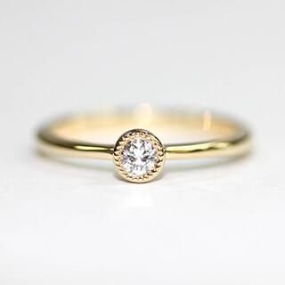 手作り婚約指輪人気ベスト４　K18YGダイヤモンドリング